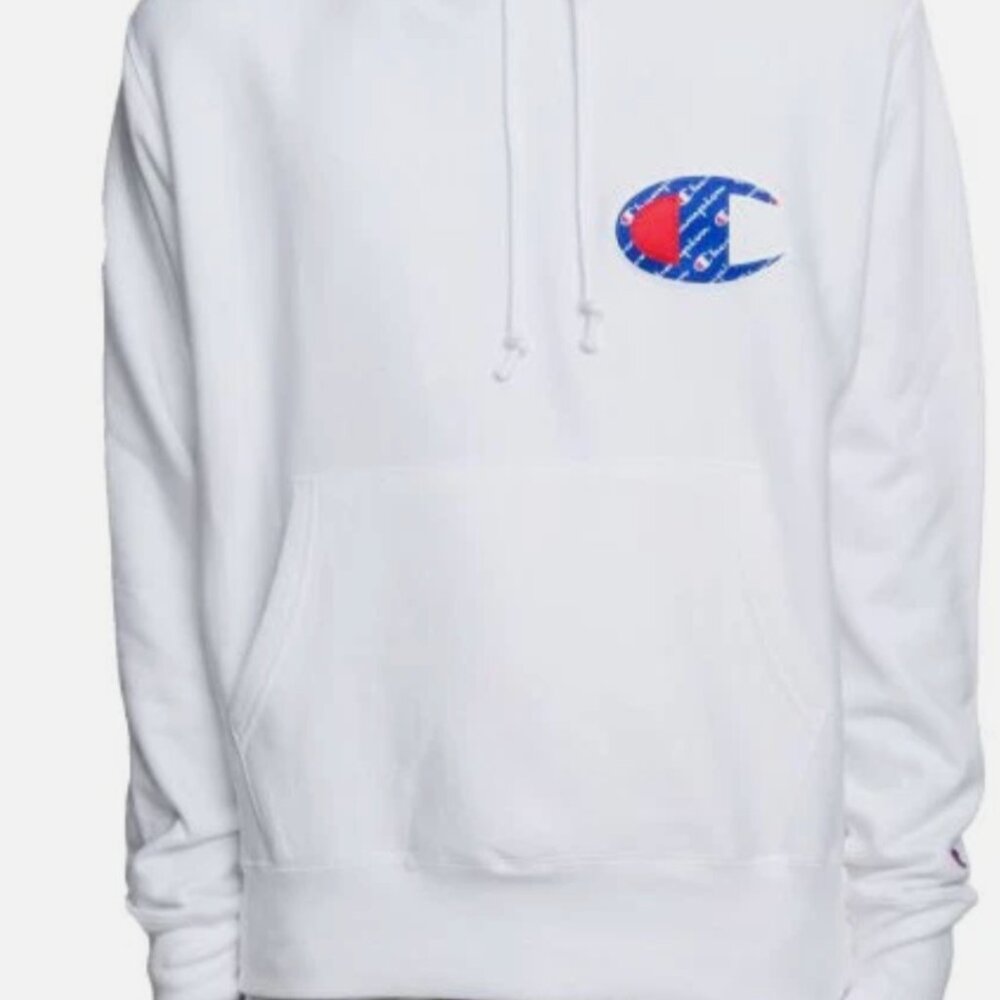 Champion Reverse Weave Big C Patch Logo White Pul… - image 1